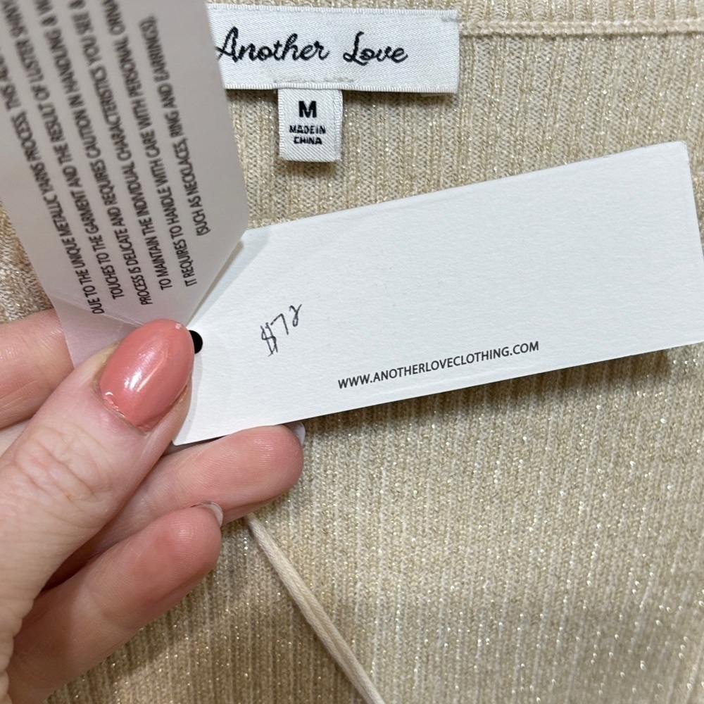 Another Love Cream Fitted Ribbed Blouse - Picture 3 of 4